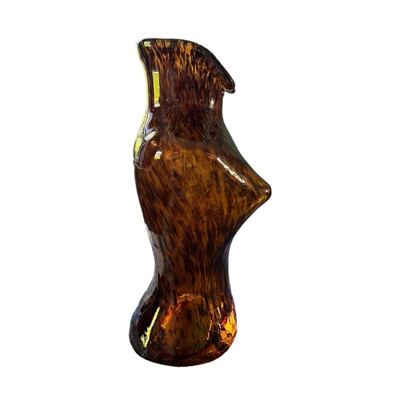 Amber Tortoise Shell or Leopard Murano Glass Vase Woman’s Torso - Picture 6 of 8